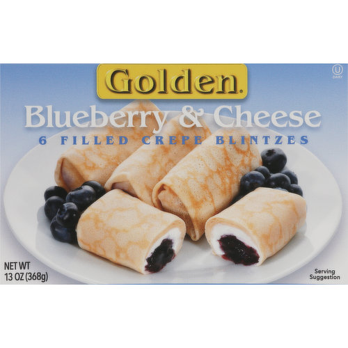 Golden Crepe Blintzes, Filled, Blueberry & Cheese