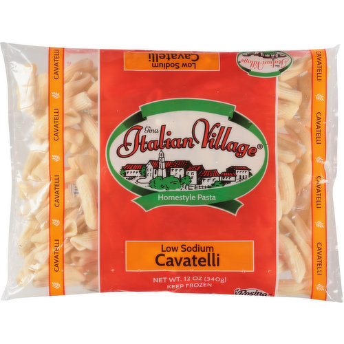Simply Delicious Pasta. Homestyle Quality. Italian Village Cavatelli are the perfect complement to your favorite sauce or are a hearty addition to your favorite chilled salad!