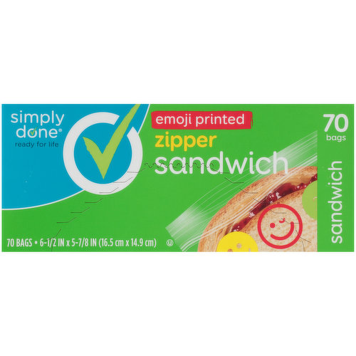 Simply Done Sandwich Zipper Bags, Emoji Printed
