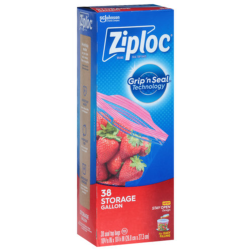 Ziploc Gallon Storage Bags, Box of 38