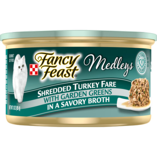 Fancy Feast Wet Cat Food, Medleys Shredded Turkey Fare With Garden Greens in a Savory Broth