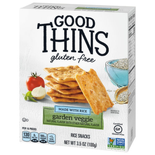 Good Thins Garden Veggie Rice Snacks Gluten Free Crackers, 3.5 oz