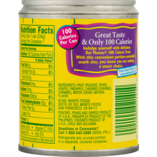 del monte canned fruit nutrition facts