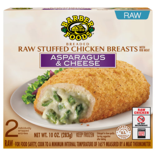 Barber Foods Chicken Breasts, Breaded, Raw Stuffed, Asparagus & Cheese