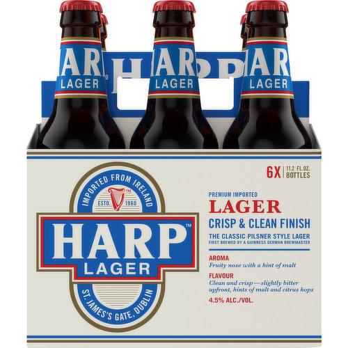 Harp Beer, Lager, Premium, Imported, Pilsner Style