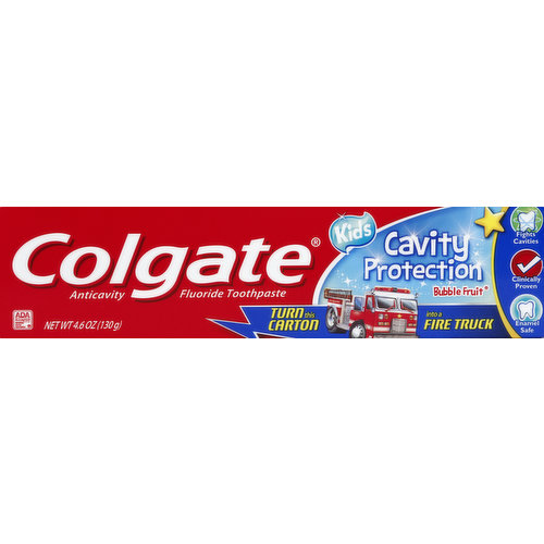 Colgate Toothpaste, Anticavity Fluoride, Cavity Protection, Bubble Fruit