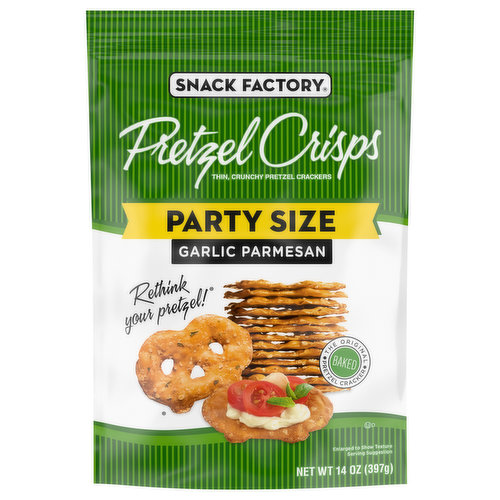 Snack Factory Pretzel Crisps, Garlic Parmesan, Party Size