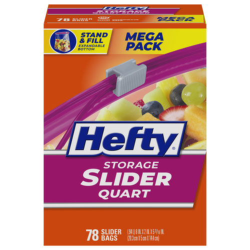 Hefty Slider Bags, Storage, Quart, Mega Pack