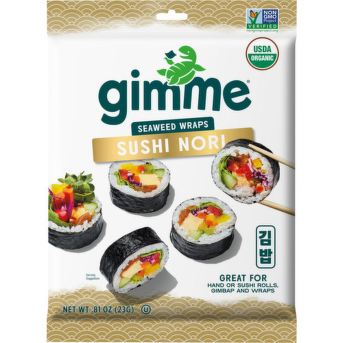 gimMe Seaweed Wraps, Organic, Sushi Nori