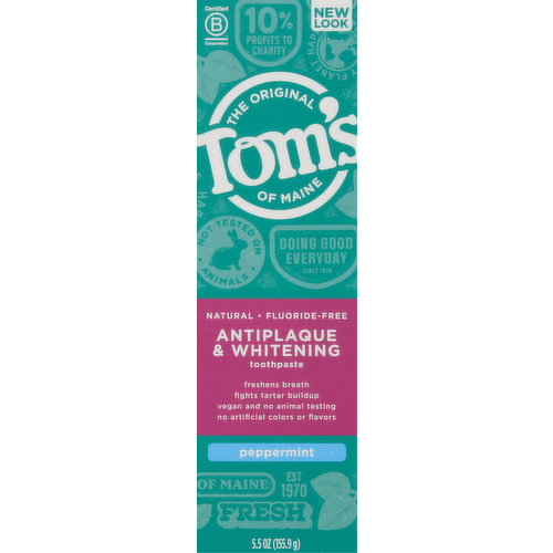 Tom's of Maine Toothpaste, Antiplaque & Whitening, Peppermint