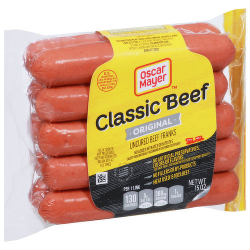 Vienna® Beef Regular Skinless Franks 6 8:1 5 lbs. (Approximately 40 Franks)