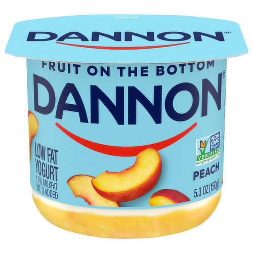 Dannon Yogurt, Low Fat, Peach, Fruit on the Bottom