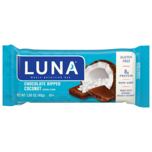 Luna Nutrition Bar, Chocolate Dipped Coconut, Whole