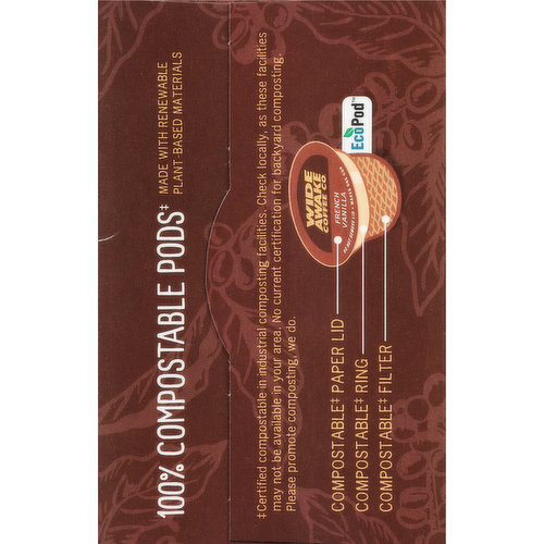 Wide Awake Coffee Co. Coffee, Light, French Vanilla, Single Serve Pods