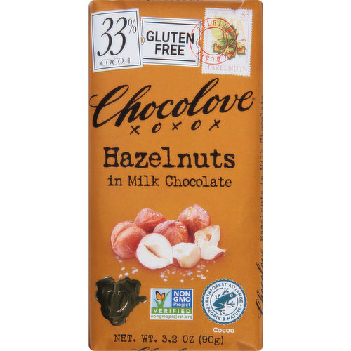 Chocolove Hazelnuts, in Milk Chocolate