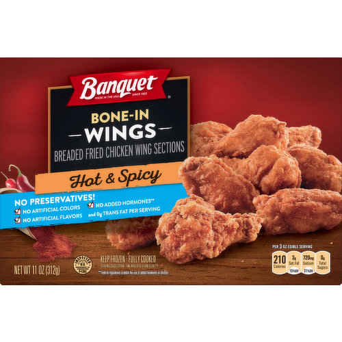 Banquet Chicken Wings, Bone-In, Hot & Spicy