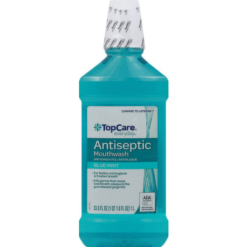 TopCare Mouthwash, Antiseptic, Blue Mint