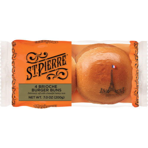 St. Pierre Brioche Burger Buns, Pre-Sliced