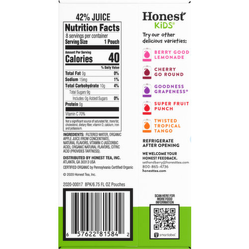 Honest Organic Apple Juice, 6 bottles / 10 fl oz - Foods Co.