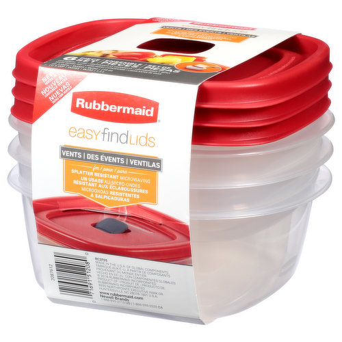 Rubbermaid Easy Find Lids Food Storage Containers With Red Vented