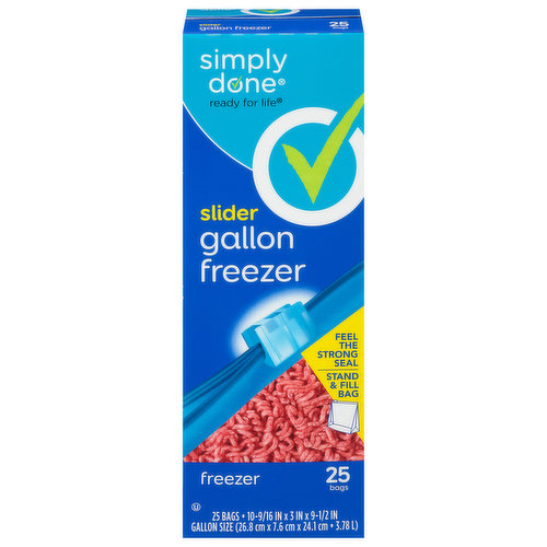 Simply Done Freezer Bags, Slider, Gallon