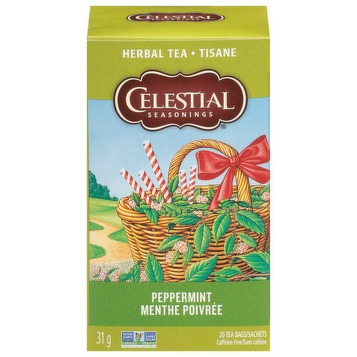 Celestial Seasonings Herbal Tea, Caffeine Free, Peppermint, Tea Bags