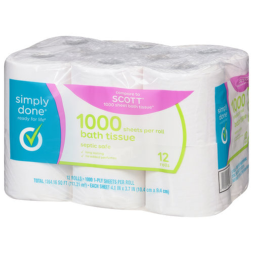 Simply Done Bath Tissue, 1-Ply