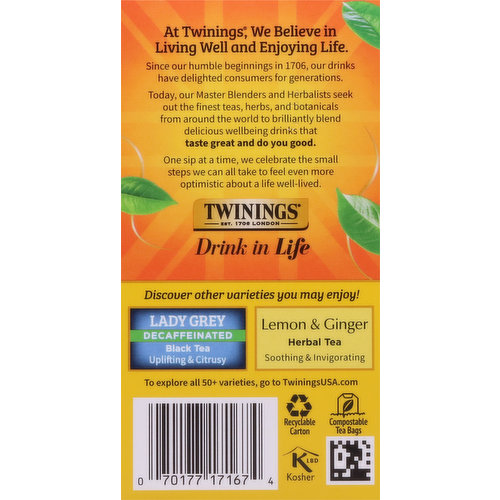 Twinings Lady Grey Decaffeinated Tea Bags - 20/Box