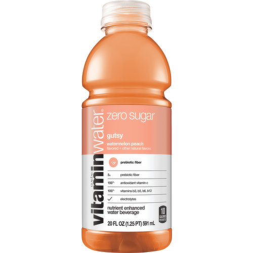 Vitaminwater Water Beverage, Zero Sugar, Watermelon Peach, Gutsy