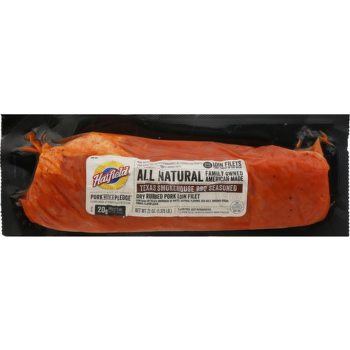 Hatfield Pork Loin Filet, All Natural, Dry Rubbed, Texas Smokehouse BBQ Seasoned