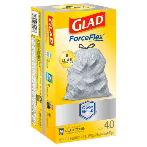 Glad ForceFlex Large Trash Bags, 30 Gallon, 40 Bags (Unscented)