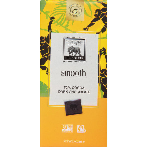 Endangered Species Dark Chocolate, Smooth, 72% Cocoa