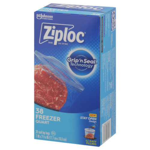 Ziploc Seal Top Bags, Freezer, Quart - King Kullen