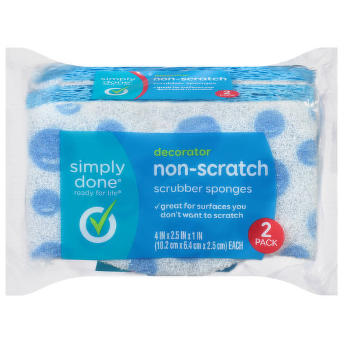 Simply Done Scrubber Sponges, Non-Scratch, Decorator, 2 Pack