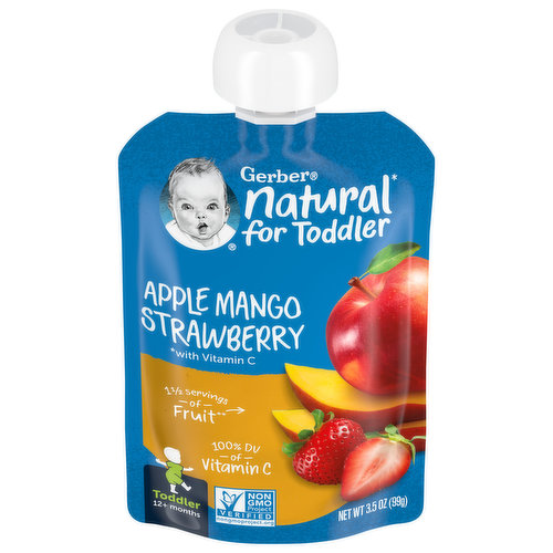 Gerber Apple Mango Strawberry, with Vitamin C, Toddler (12+ Months)