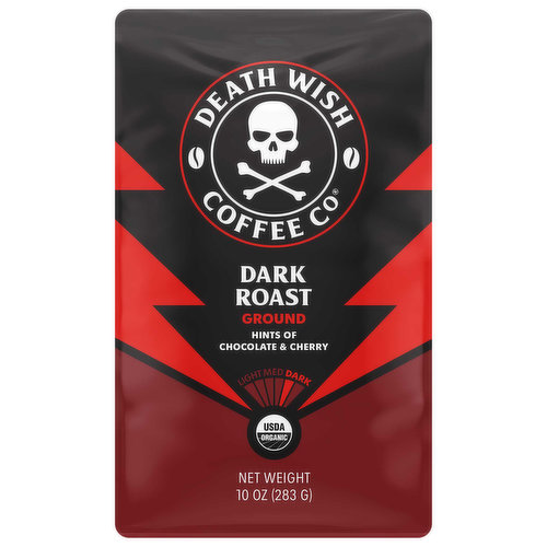 Death Wish Coffee Co Coffee, Ground, Dark Roast, Hints of Chocolate & Cherry