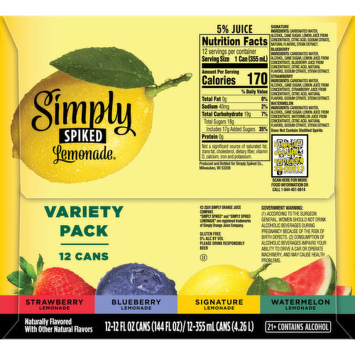 Simply Spiked Beer, Lemonade, Variety Pack