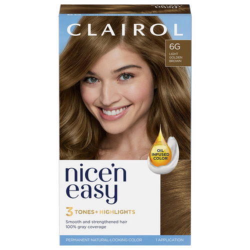 Nice’n Easy Hair Color, Permanent, Light Golden Brown 6G