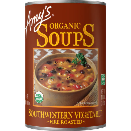 Amy's Soups, Organic, Southwestern Vegetables, Fire Roasted