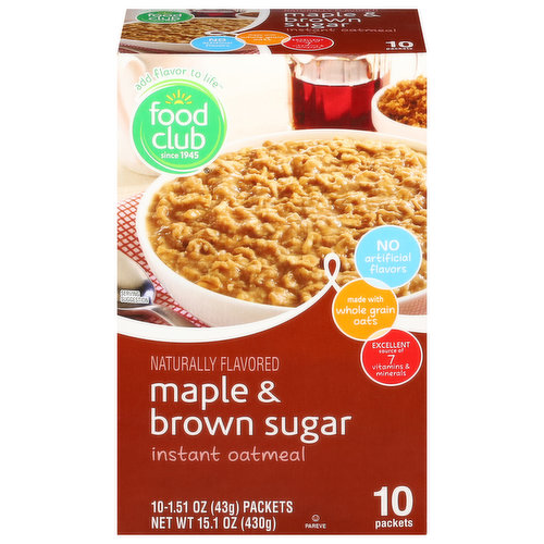 Food Club Instant Oatmeal, Maple & Brown Sugar