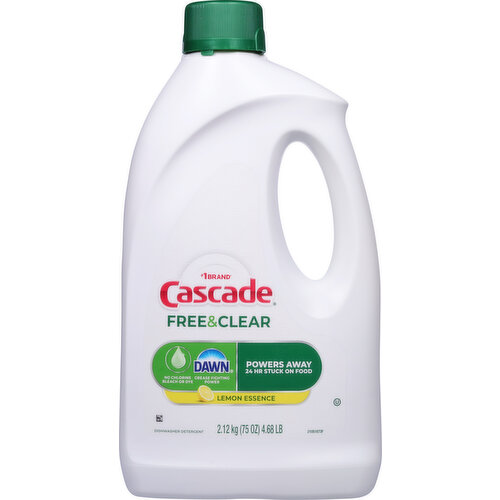 Cascade Dishwasher Detergent, Lemon Essence, Free & Clear
