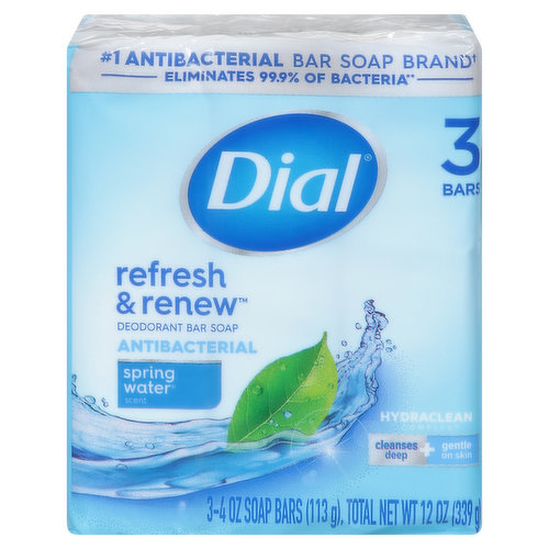 Dial Bar Soap, Antibacterial, Deodorant, Spring Water Scent