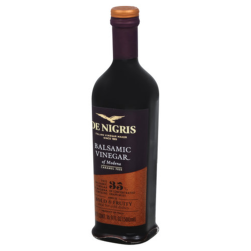 De Nigris Balsamic Vinegar, of Modena, Caramel Free