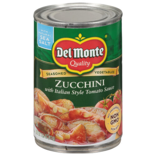 Del Monte Zucchini, with Italian Style Tomato Sauce, Sea Salt