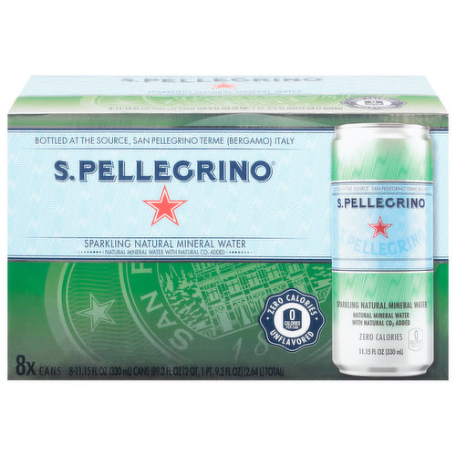 S.Pellegrino Mineral Water, Sparkling, Natural, Unflavored