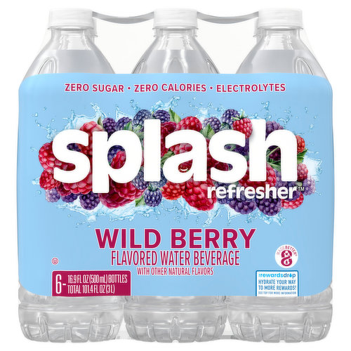 Splash Flavored Water Beverage, Wild Berry