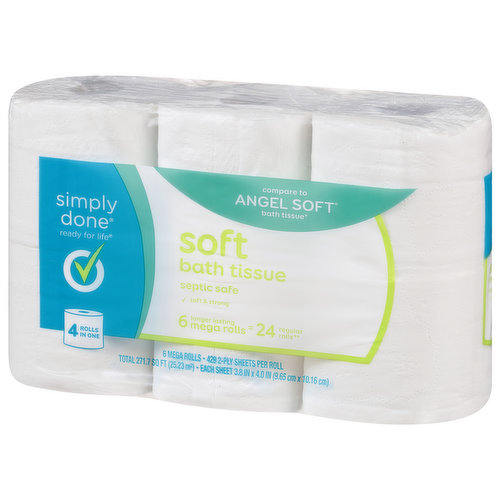 Simply Done Bath Tissue, Soft, Mega Rolls, 2-Ply