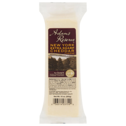 Adams Reserve Cheese, Extra Sharp Cheddar, New York