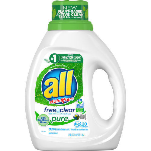 All Detergent, with Stainlifters, Free Clear - 88 fl oz