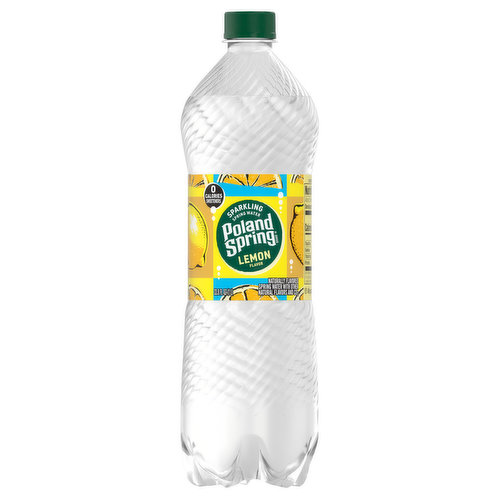 Poland Spring Spring Water, Sparkling, Lemon Flavor